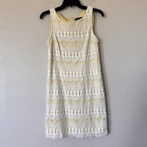 Jessica Howard Womens Yellow Lining White Knit Exterior Dress Petites 10P